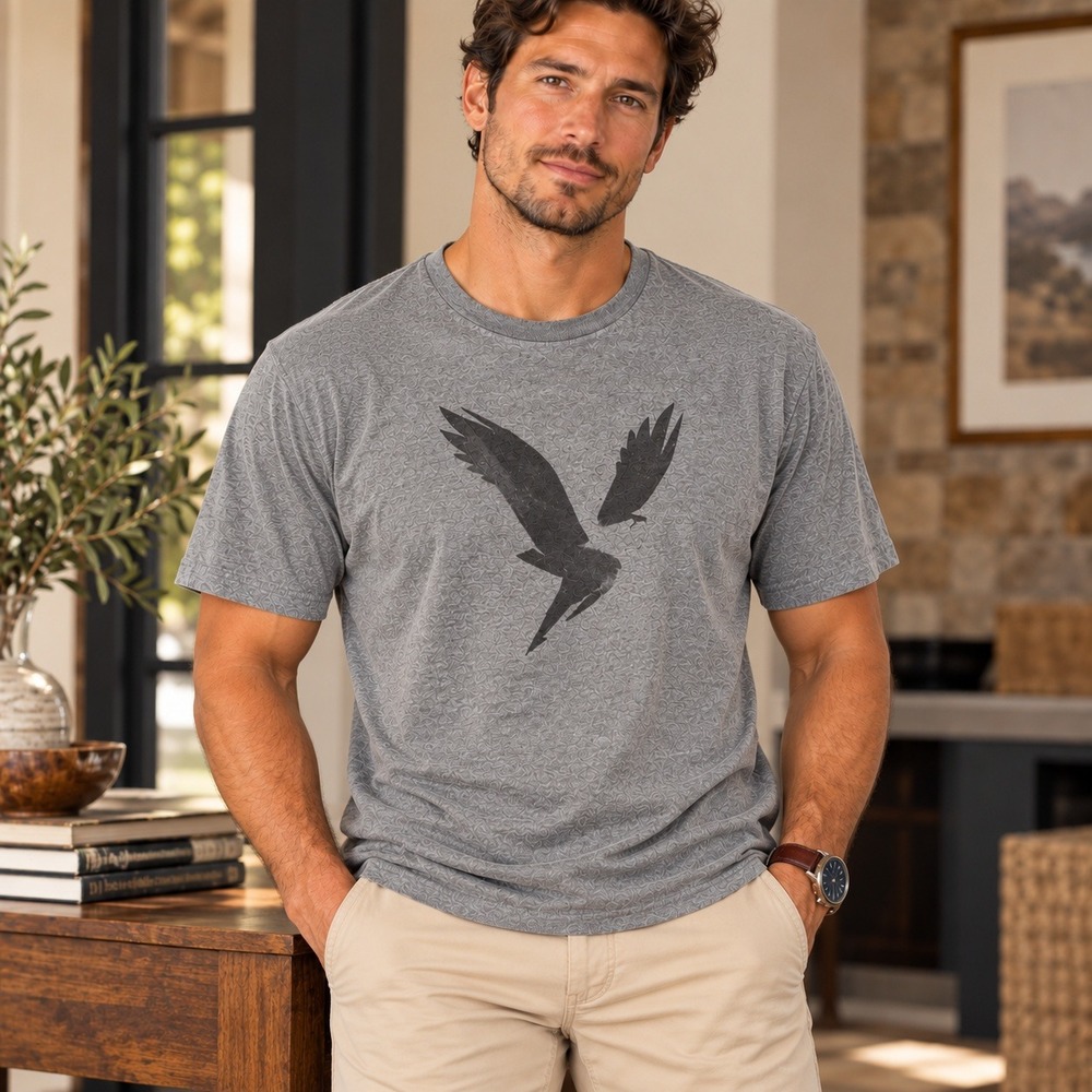American Eagle Super Soft Graphic Tee Mens XS Gray Eagle Standard Fit T-Shirt